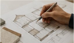 Interior design planning sketch