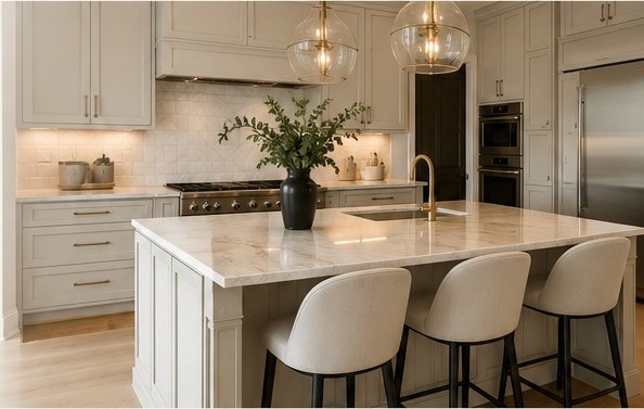 Warm custom kitchen designed by Middle Georgia Interiors